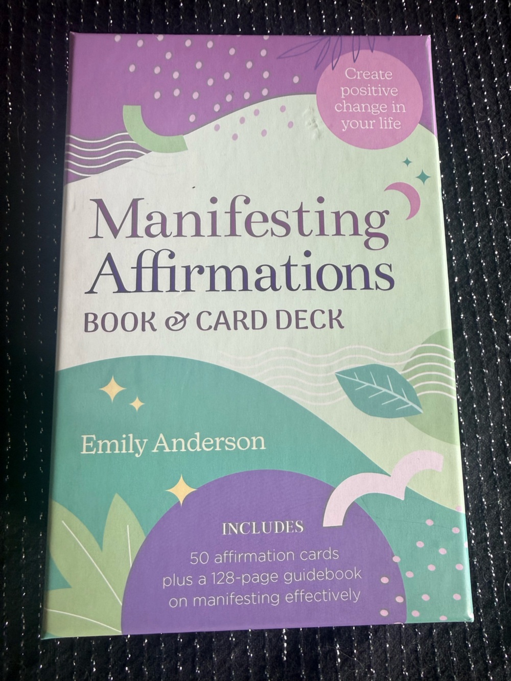 Manifesting Affirmations Book & Card Deck by - Purple/Green
